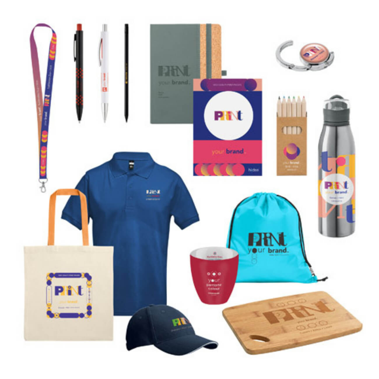 Merchan serigrafiados polo bolsas botellas libretas